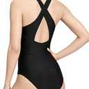 Racerback Athletic Swimsuit for Teens One-Piece Leakproof Period Swimwear with PFAS Free Full Coverage Oeko-TEX (Black, M)