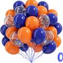 60pcs Royal Blue and Orange Balloons 12inch with Orange and Blue Balloons for Graduation Birthday Party Decorations