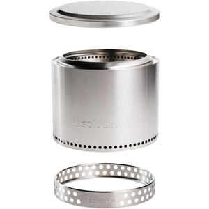 Solo Stove Bonfire Essential Bundle | Smokeless Fire Pit with Stand & Lid, Ideal for 46 People | Portable Wood Burning, Removable Ash Pan, Stainless Steel, 16.75" H x 19.5" Dia, 21.75lbs (Silver)