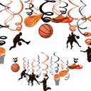 30Ct Basketball Hanging Swirl Decorations, Party Supplies, Birthday Theme Decor for Boy Girl Baby Shower, 1st Bday Favors Idea