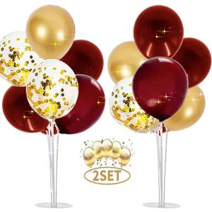 Graduation Decorations Maroon Gold 2026/Burgundy Gold Gaduation Party Decorations/Burgundy Gold Balloons FSU ASU/Burgundy Birthday Decor Fall/2 Sets Table Centerpiece Balloon Stand Kits