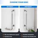 L-Shaped Grab Bars for Shower, 24x12 Inch Stainless Steel Grab Bars for Elderly for Wall Mount, Anti-Slip Knurled Grip Bathroom Safety Rail, Left