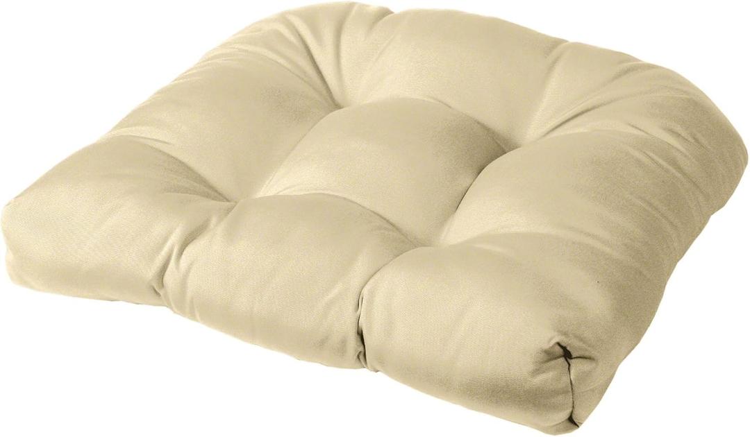 Cushion Source Tufted Chair Cushion | Rounded Back Corners | 21" x 19" x 4" Seat Cushion | No Ties | Indoor/Outdoor (Sunbrella Antique Beige) Cushion Source Tufted Chair Cushion | Rounded Back Corners | 21" x 19" x 4" Seat Cushion | No Ties | Indoor/Outdoor (Sunbrella Antique Beige)