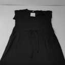 ETCYY NEW Womens Summer Dresses Tie Front Chic Mini Dress Petal Short Sleeve with Pockets, Solid Black, M