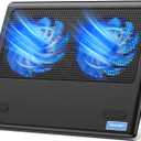 TECKNET Laptop Cooling Pad - 12"-15.6" Laptops Cooler, Powerful Cooler and Ultra Quiet for Gaming Laptops Pad, 2 Wind Speed Adjustable, USB A & C Powered Cooler Stand with Laptop Fan LED (Blue)