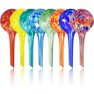 Plant Watering Globes Set of 8 - Small Self Watering Globes for Indoor & Outdoor Plants - Multicolored, Automatic, Glass Watering Bulbs for Daily Use, Plant Watering Devices