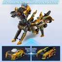 Collision Transforming Dinosaur Car Toy, Magnetic Dinosaur Transformer Car for Boys & Girls Party Favors Birthday Christmas (Gold)
