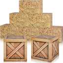 Outus 8 Pcs Hay Bales Boxes Decor Western Cowboy Party Decorations Trunk or Treat Car Decor Fake Hay Photo Booth Props Wooden Grain Straw Boxes for Fall Harvest Halloween(Straw)