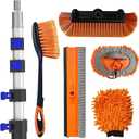 26Ft Reach Car Wash Kit with 5-20FT Telescopic Extension Pole, Car Wash Brush with Long Handle, Wheel Tire Brush, Car Wash Mop, Mitt, Squeegee for Cleaning Car, SUV, RV, Boats, Solar Panels
