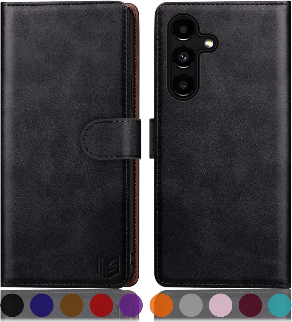 5 x SUANPOT for Samsung Galaxy S24 Plus/S24+ Wallet case with RFID Blocking Credit Card Holder,Flip Book PU Leather Protective Cover Women Men for Samsung S24Plus Phone case Black