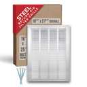 Fits 16x25 Duct Opening | Steel Return Air Filter Grille by Handua [Removable Door] for 1-inch Filters | Vent Cover Grill | White | HVAC Cold Air Intake Grille | Outer Dimensions: 18 5/8"W X 27 5/8"H