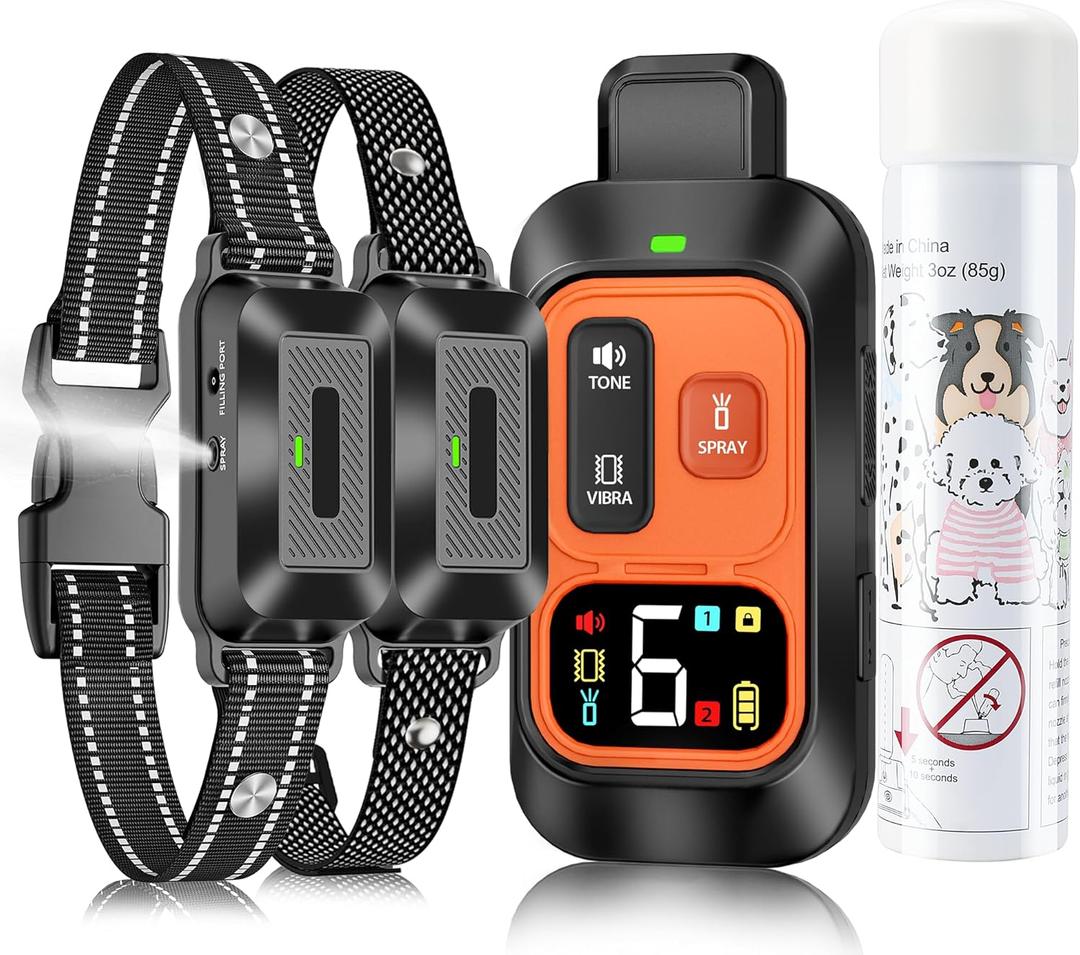 Citronella Dog Training Collar [2*Bark Collar] 1000FT Citronella Dog Bark Collar with Remote Innovative with Beep/Spray/Vibration 1-6 Levels for All Breeds 4 Training Modes Citronella Collar