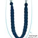 Home Queen Hand Braided Curtain Tieback, Buckle Drapery Curtain Tie Back, 4 Rope Belt Curtain Tie with 4 Metal Hooks, Navy
