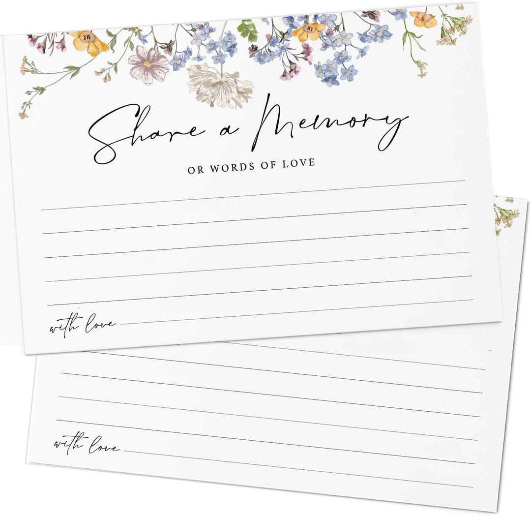 GardenCity Share a Memory Card - 50 Pack, Share a Memory Cards for Celebration of Life, Funeral, Memorial, Birthday, Graduation, Bridal Shower, 4 x 6", Floral