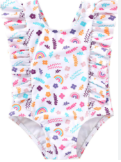 Happy Town One-Piece Infant Toddler Baby Girl Summer Swimsuit Watermelon Leopard Ruffle Swimwear Bikini Bathing Suit (3-6 Months, Mermaid)