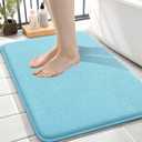 OLANLY Thick Memory Foam Small Bathroom Rugs 24x16, Extra Soft Absorbent Bath Rug, Quick Dry Bath Mats, Non-Slip, Machine Washable Carpet for Bathroom, Tub and Shower, Home Decor Accessories, Sky Blue