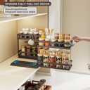 Magheo Pull Out Spice Rack Organizer for Cabinet, 1 Pack Metal Seasoning Organizer Slide Out Spice Storage Shelf No Assembly Vertical Spice Rack Pullout for Kitchen & Bahthroom No Drill (2 Tier, Black)