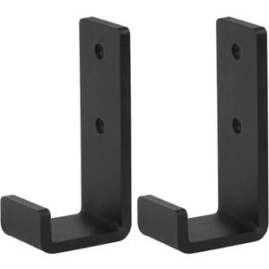 2 Pack 3-3/8" Heavy Duty J Hook, Black Steel Wall Mount Utility Hanger, 330 lbs for Gym Barbell, Garage