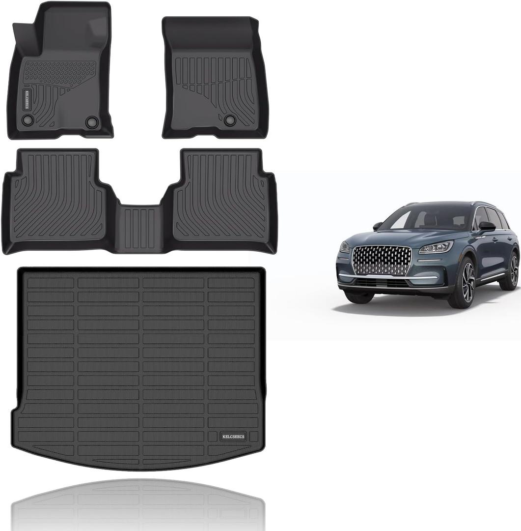 KELCSEECS Floor Mats & Cargo Liner Custom for Lincoln Corsair 2020-2026(Not for Hybrid),All Weather Protection TPE Floor Liners Front& Rear Row Full Set Lincoln Corsair Accessories Black