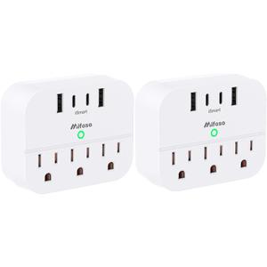 2 Pack Cruise Ship Essentials, Cruise Power Strip with Foldable Plug, Travel Essentials with USB C, Outlet Extender No Surge Protector, Multi Plug Wall Outlet, Outlet Adapter Japan Plug Adapter (White)