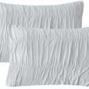 QSH Light Blue Ruched Pillow Shams Standard Size,2 Pack 20"x26" Pillowcases Shabby Boho Chic Decorative Pillow Sham Standard Ultra Soft and Luxury Microfiber Pillow Covers