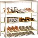 INGIORDAR 4 Tier Shoe Rack Storage Organizer Shelf Top with MDF Board