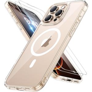Miracase Magnetic Series for iPhone 16 Pro Max Case [Compatible with MagSafe] [with 2X Screen Protectors] Military-Grade Protection, Anti-Fingerprint, Slim Phone Case for 16 Pro Max 6.9 inch - Clear