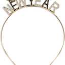 Jmkcoz Happy New Year Headband Tiara for Women, Rhinestone Star New Years Eve Hairbands Hair Accessories Party Supply Favors