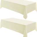 Rectangle Tablecloths 60x120 Inch 2 Pack Ivory Tablecloth for 6ft Washable Decorative Linen Polyester Table Cloths for 8ft Dining Table Banquets Buffet Parties and Wedding