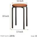 Stacking Stools Set of 4, 18" H Backless Round Wooden Top Portable Stackable Stools with Metal Frame (Brown)