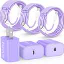 Fast Charging for iPhone 15 16 Pro Max Charger Colorful, 3Pack 20W USB C Fast Chargers Block with 6/6/10ft Long USB C to C Braided Cable Compatible with iPhone 16/15 Pro/15 Plus/Pad Pro 13/12.9,Purple