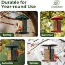 Kingsyard Metal Bird Feeder for Outdoor Hanging - Chew Proof Wild Bird Finch Cardinal Feeder with Dual Chamber of 4 lbs Capacity for Bluebird, Black