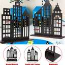 6 Pcs Super Hero Party Decorations, 2 Style Wooden Hero Theme Skyscrapers Table Decorations, City Skyline Buildings Centerpiece Sign Decor for Hero Theme Comic Birthday Party Supplies