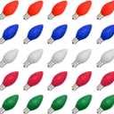 SUNSGNE 25 Pack C7 Multicolor Christmas Replacement Bulbs, Vintage Multicolor Ceramic Light Bulbs for C7 Christmas String Lights, E12/C7 Candelabra Base, 5 Watt