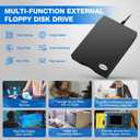 Floppy Disk Reader, 3.5 inch 1.44mb External USB Type A/C Floppy Disk Drive for PC, Laptop and Desktop Compatible with Windows 11/10/8/7/2000/XP, Not Compatible With Mac and Chrome, Black