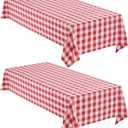 Checkered Tablecloth Rectangle, 2 Pack Gingham Table Cloths Waterproof Wrinkle Free Buffalo Plaid Table Covers Washable for Dining, Parties & Outdoor Picnic(Red and White, 52"70")