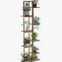 Solatmos Bamboo Plant Stand With Grow Lights Indoor Plants Outdoor Corner Plant Shelf Flower Stands for Living Room Patio Garden Corner Balcony (Brown, 8 Tier) Luna