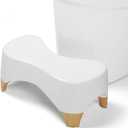 Toilet Stool Squat Adult,Gligam Poop Stool for Bathroom,Bearing 550 lbs Weight,Toilet Step Stool, Potty Stool for Adults and Kids,Non-Slip Simple Design,7" Tall (White/Bamboo Color)