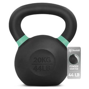 Yes4All 44Lbs, Powder Coated Kettlebell, Cast Iron Core Kettlebells with Non-Slip Handle & Flat Bottom for Conditioning, Heavy Duty for Strength Training,