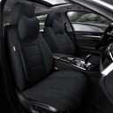 Black Car Seat Covers Front Pair, Breathable Leather Automotive Front Seat Covers & Headrest for Comfortable Driving, Universal Auto Interior Fit for Most Kinds of Vehicles, SUV, Sedans