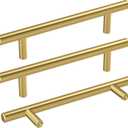 Haidms 10 Pack Gold Cabinet Handles, 4 Inch Hole Center Brass Cabinet Pulls Stainless Steel Kitchen Drawer Pulls for Kitchen Bathroom