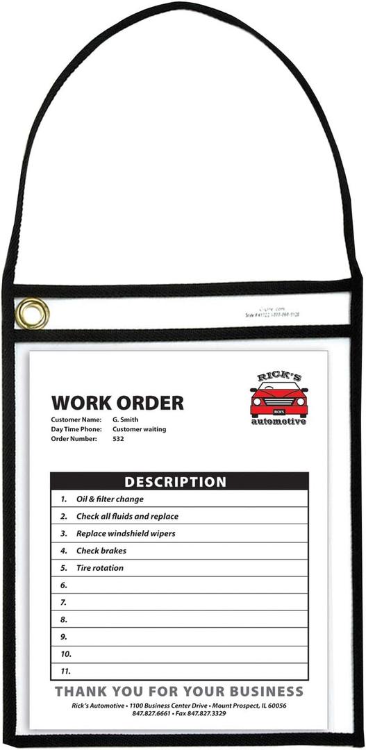 C-Line 1-Pocket Shop Ticket Holder w/Setrap, Black Stitching, 75-Sheet, 9 x 12, 15/Box