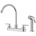 APPASO Kitchen Faucet with Side Sprayer, 2-Handle High Arch Brushed Nickel Kitchen Faucet with Pull-Out Spray for RV Laundry Utility Bar, 8-in 4-Hole Installation, cUPC-Certified Parts