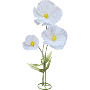 3Pcs Artificial Flowers for Outside, Large Flower Decorations for Birthday Party, Fake Flowers for Garden, Hotel, Office, Home Farmhouse Decor, Wedding, Art Gallery, Graduation, Store-White