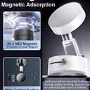 Vacuum Suction Magnetic Phone Holder, 2025 Upgraded Foldable and Retractable Magnetic Mount, A Movable Vacuum Suction Cup Car Phone Stand for Cars/Gyms/Mirrors/Smooth Surface (White)