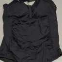 Tempt Me Women Ruched Slimming One Piece Swimsuits Tummy Control Vintage Bathing Suits (Large, Black)