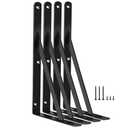 4 Pack L12 x H 8" Black Heavy Duty Shelf Brackets with Screws Metal Shelf Brackets Shelf Support Angle Brackets for Shelves L Brackets Heavy Duty Floating Shelf