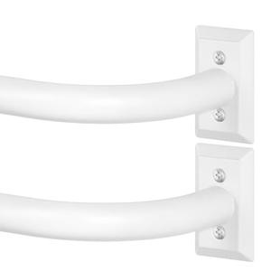 TVWOO White Wrap Around Curtain Rods 2 Pack:Blackout Adjustable Window Curtain Rod,Room Darkening Heavy Duty Curved French Metal Single Drapery Rods for Bedroom Kitchen Easy Install,Pure White 28-48"