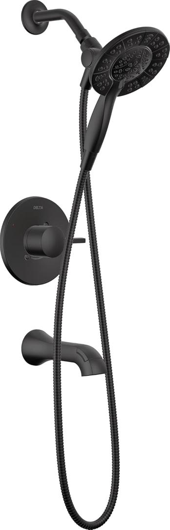 Delta Faucet Albion 14 Series Single-Handle Tub and Shower Faucet Set, Black Shower Trim Kit with 4-Setting In2ition 2-in-1 Dual Hand Held Shower Head, Matte Black T144855-BL-I (Valve Not Included) Delta Faucet Albion 14 Series Single-Handle Tub and Shower Faucet Set, Black Shower Trim Kit with 4-Setting In2ition 2-in-1 Dual Hand Held Shower Head, Matte Black T144855-BL-I (Valve Not Included)