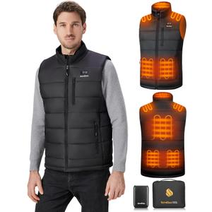 Heated Vest for Men with 16000mAh 7.4V Battery Pack IncludedWarming Electric Heating Vest Rechargeable for Cycling (XX-Large, Black)